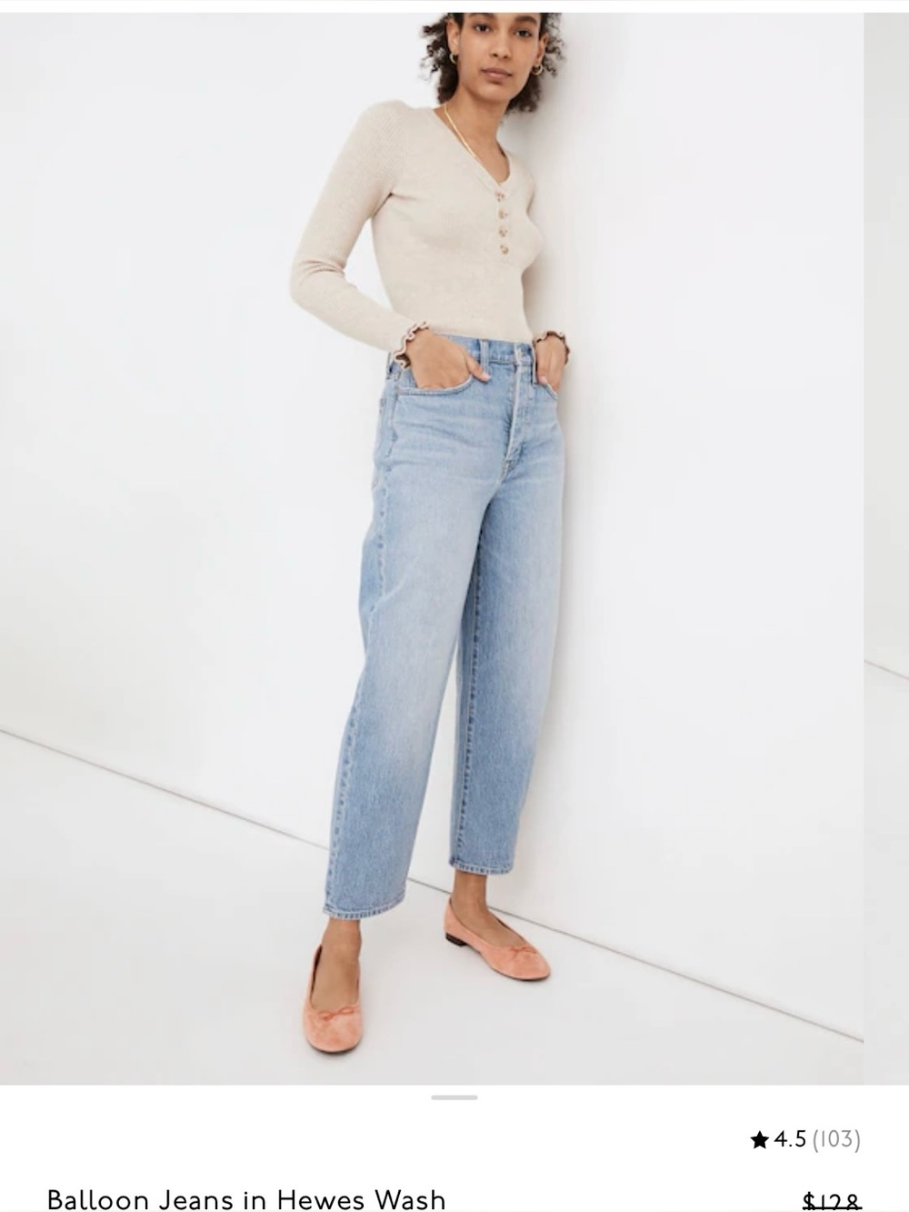 Madewell Balloon Jean in Hewes Wash